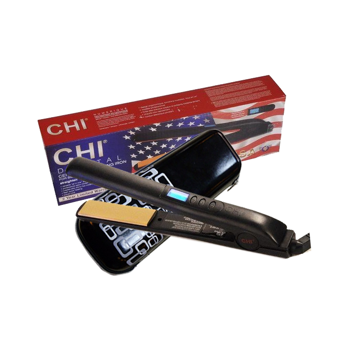 CHI Black LCD Hair Straightener Professional Flat Iron, Case